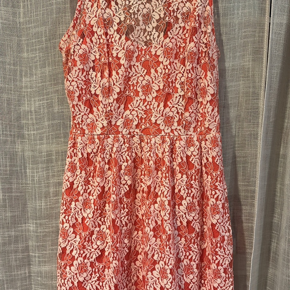 Pink Lace Sleeveless Dress
